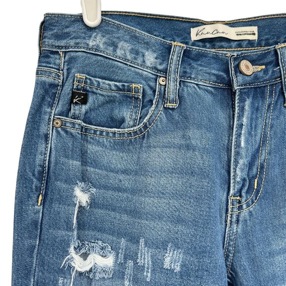 Kancan Women Distressed Raw Hem Mid Rise Blue Denim Jeans Size 24 W28"xL29" - Picture 5 of 10